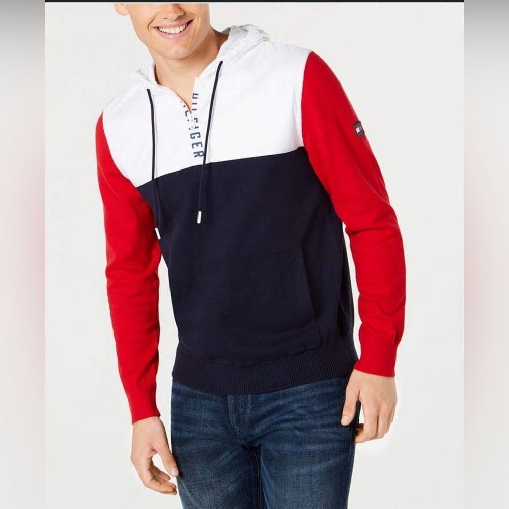 Tommy Hilfiger Navy and Red Pullover